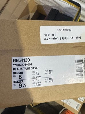 Size 8-Men’s Asics Gel 1130 Black Pure Silver Brand New!!!