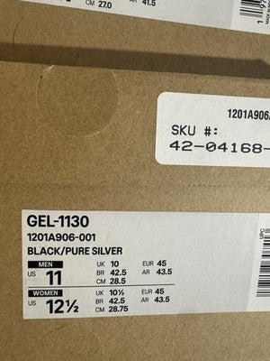 Size 11-Men’s Asics Gel 1130 Black Pure Silver Brand New!!!
