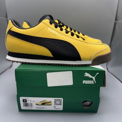 Men’s Puma Roma 24 Standard Yellow Black Mens Size 9 “ Bruce Lee’s” Rare Color !