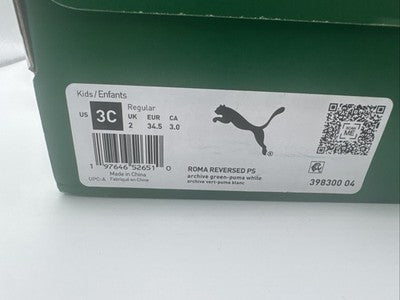 Puma Roma Reverse Green/white Preschool Size 3 Brand New !!