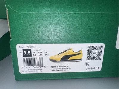 Men’s Puma Roma 24 Standard Yellow Black Mens Size 9.5 The “ Bruce Lee’s”