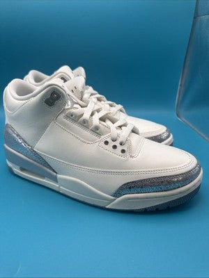 Nike Air Jordan 3 Retro White Silver Sneakers Women's Size 9.5 ( Men’s Size 8)