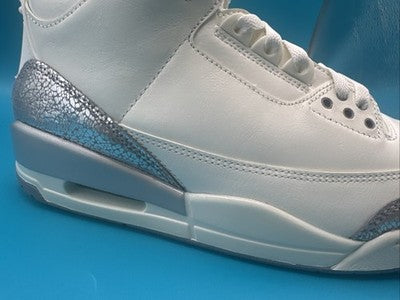 Nike Air Jordan 3 Retro White Silver Sneakers Women's Size 9.5 ( Men’s Size 8)