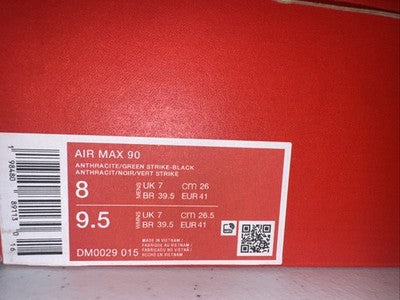 Size 8-Nike Air Max 90 Black Green Strike