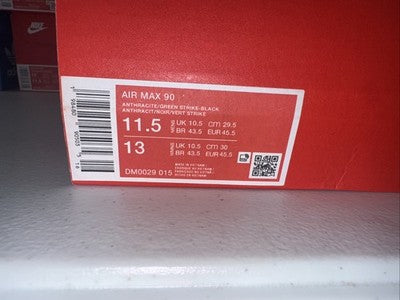 Size 11.5-Nike Air Max 90 Black Green Strike