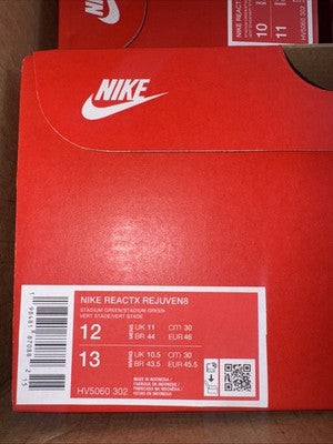 Size 12-Nike ReactX Rejuven8 Stadium Green Brand New !