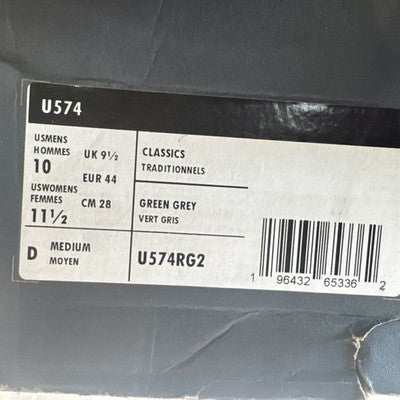 Size 10 - New Balance 574 Green Off White