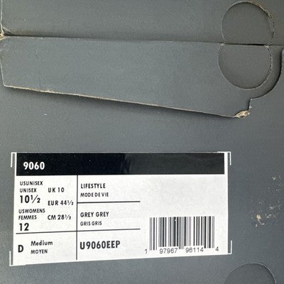 Size 10.5--New Balance 9060 Mineral Grey Matter