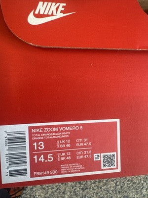 Size 13 - Nike Air Zoom Vomero 5 Total Orange