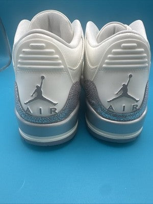 Nike Air Jordan 3 Retro White Silver Sneakers Women's Size 9.5 ( Men’s Size 8)