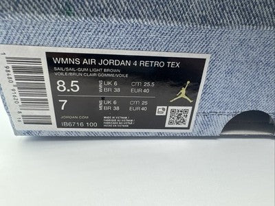 Size 8.5 - Air Jordan 4 Retro TEX Worn Blue Denim W