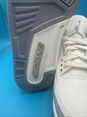 Nike Air Jordan 3 Retro White Silver Sneakers Women's Size 9.5 ( Men’s Size 8)