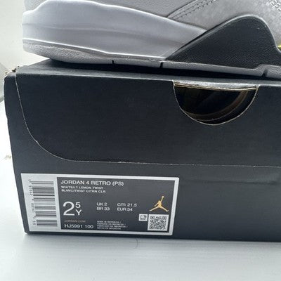 Air Jordan 4 Grade School “ Light Lemmon Twist” Women’s Size 2.5 Brand New!