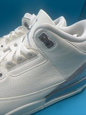Nike Air Jordan 3 Retro White Silver Sneakers Women's Size 10.5 ( Mens 9)