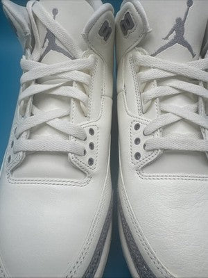 Nike Air Jordan 3 Retro White Silver Sneakers Women's Size 9.5 ( Men’s Size 8)