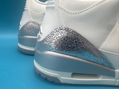 Nike Air Jordan 3 Retro White Silver Sneakers Women's Size 7.5