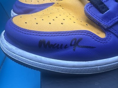Magic Johnson Signed Left Nike Air Jordan 1 2022 Lakers Shoe Authenticated !!