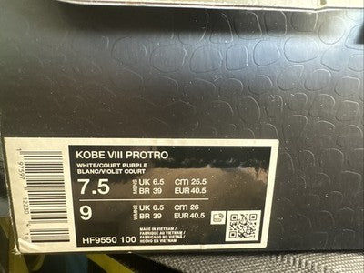 Size 7.5 - Nike Kobe 8 Protro Lakers Home