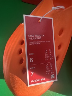 Men’s Size 6 Women’s Size 7 Nike Reactx Rejuven8 Orange Brand New !