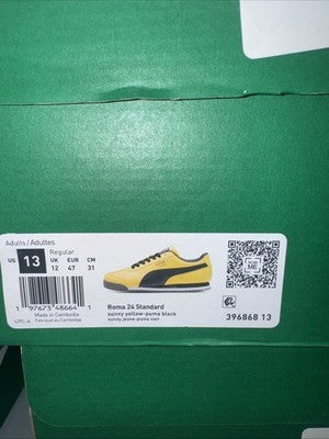 Men’s Puma Roma 24 Standard Yellow Black Mens Size 13 The  “ Bruce Lee’s”