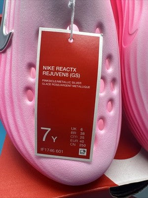 Nike ReactX Rejuven8 Pinksicle Pink IF1746-601 Big Kids 7Y Women 8.5 (FAST SHIP)