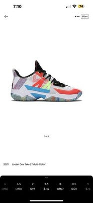 Size 7.5 - Jordan One Take 2 Multi-Color