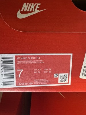 Size 7- Nike Shox R4 Green Strike W Brand New !