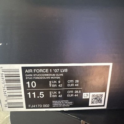 Size 10 Men’s Nike Air Force 1 '07 LV8 Dark Stucco Medium Olive. Brand New !