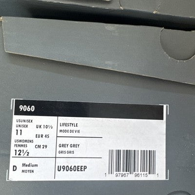 Size 11--New Balance 9060 Mineral Grey Matter
