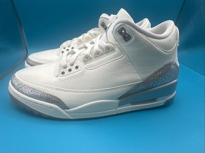 Nike Air Jordan 3 Retro White Silver Sneakers Women's Size 7.5