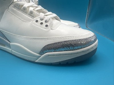 Nike Air Jordan 3 Retro White Silver Sneakers Women's Size 7.5