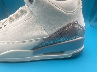 Nike Air Jordan 3 Retro White Silver Sneakers Women's Size 9.5 ( Men’s Size 8)