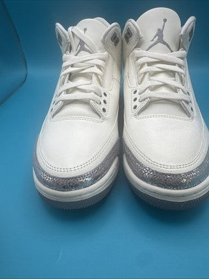 Nike Air Jordan 3 Retro White Silver Sneakers Women's Size 9.5 ( Men’s Size 8)