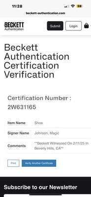 Magic Johnson Signed Left Nike Air Jordan 1 2022 Lakers Shoe Authenticated !!