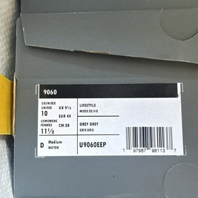 Size 10-New Balance 9060 Mineral Grey Matter