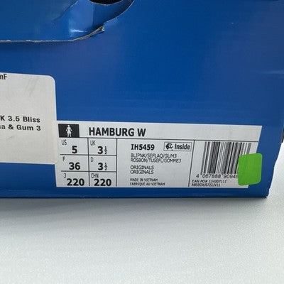 Size 5- adidas Hamburg Bliss Pink Semi Flash Aqua W