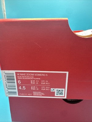 WOMENS NIKE ZOOM VOMERO 5_BLUE TINT/PURPLE INK-COCONUT FV8111-451-SIZE 6