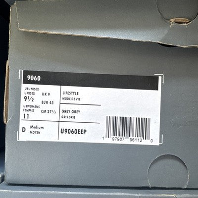Size 9.5-New Balance 9060 Mineral Grey Matter