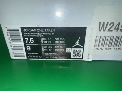 Men’s Jordan 1 “ Take 2” Men’s Size 7.5 Women’s Size 9 Worn Once !!