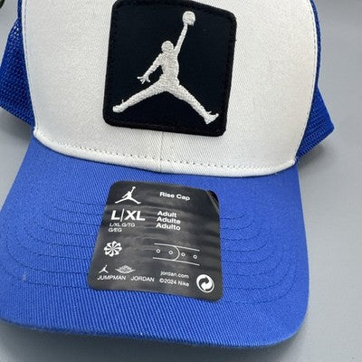 Nike Jordan Jumpman Rise Hat Sz L/XL Blue White Snapback Cap BRAND NEW !