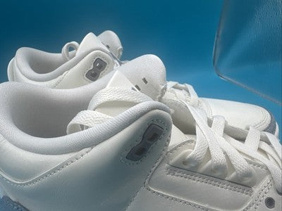 Nike Air Jordan 3 Retro White Silver Sneakers Women's Size 10.5 ( Mens 9)