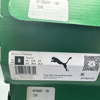 Size 8- PUMA Easy Rider Mixed Metals - White/Gold……Brand  New !
