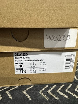 Men’s Size 10 - Asics Gel 1130 Cement Grey Rust Orange, Brand New !