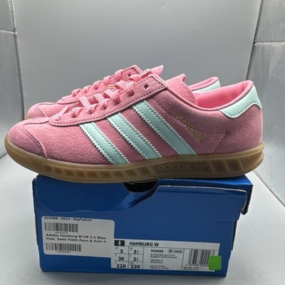 Size 5- adidas Hamburg Bliss Pink Semi Flash Aqua W