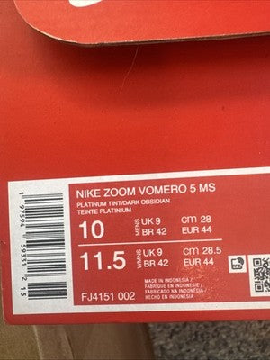 Nike Air Zoom Vomero 5 Mens Size 10 Platinum Tint Safety Orange Brand New!