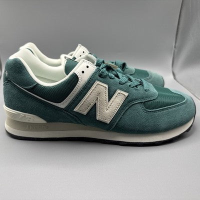 Size 10 - New Balance 574 Green Off White