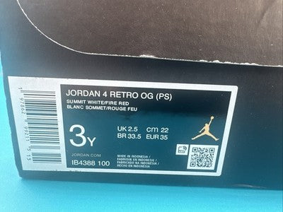Jordan 4 White Cement Pre School Size 3 Brand New !