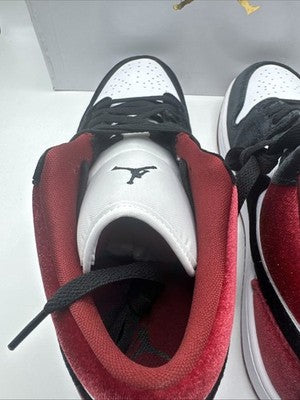 Size 10-Air Jordan 1 SE Low Velvet Black Toe W