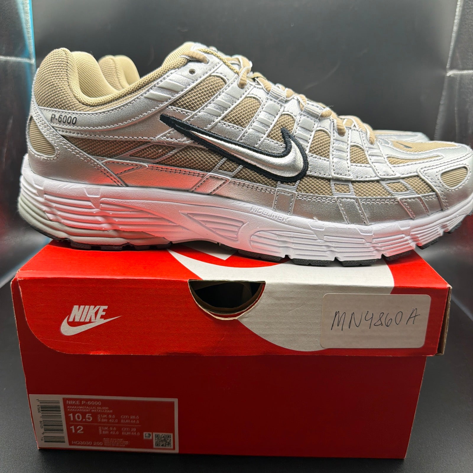 Nike P-6000 Khaki/Metallic Silver Men's Brand New!